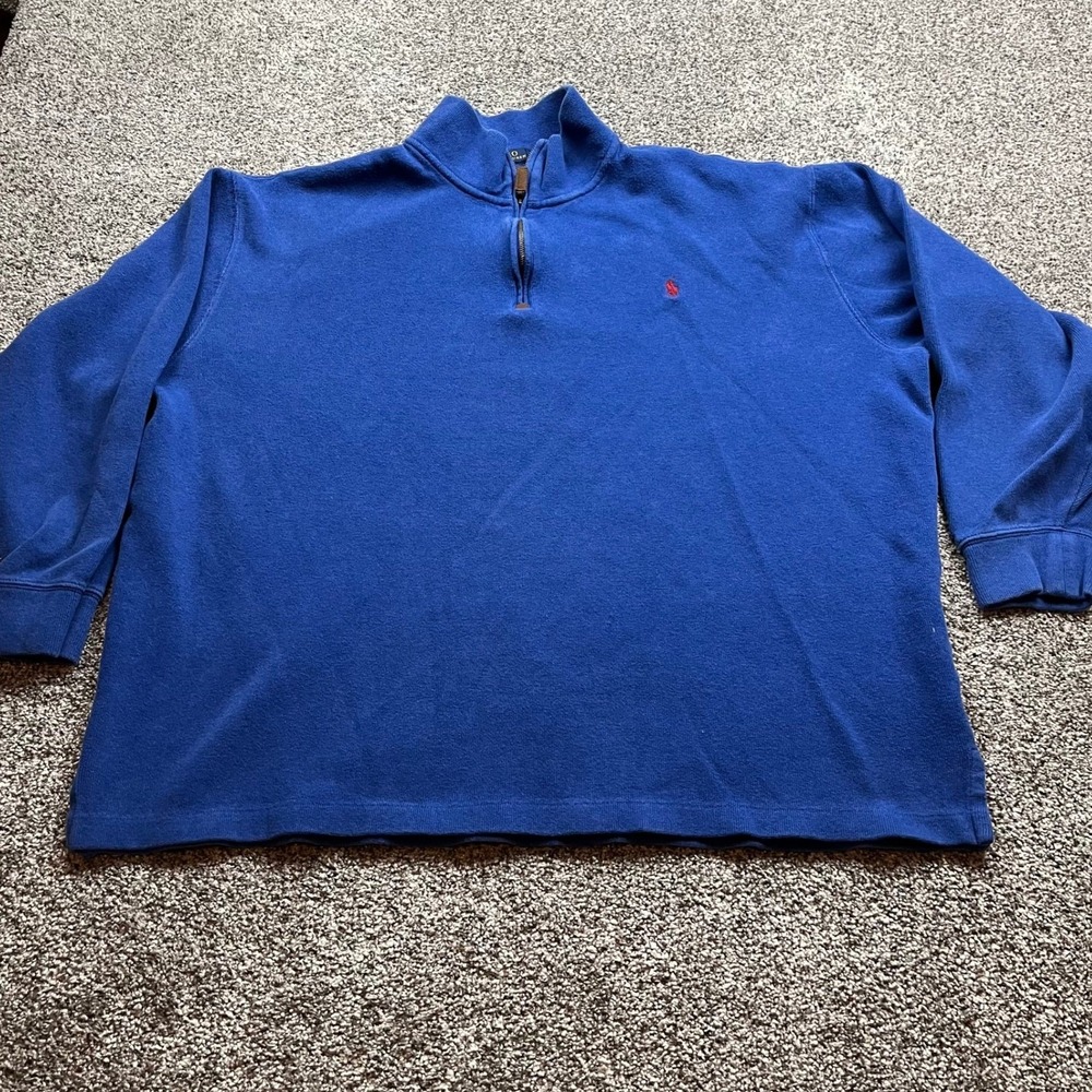 polo Ralph Lauren Sweatshirt Mens 2XB Big Quarter Zip Fleece Pullover Blue